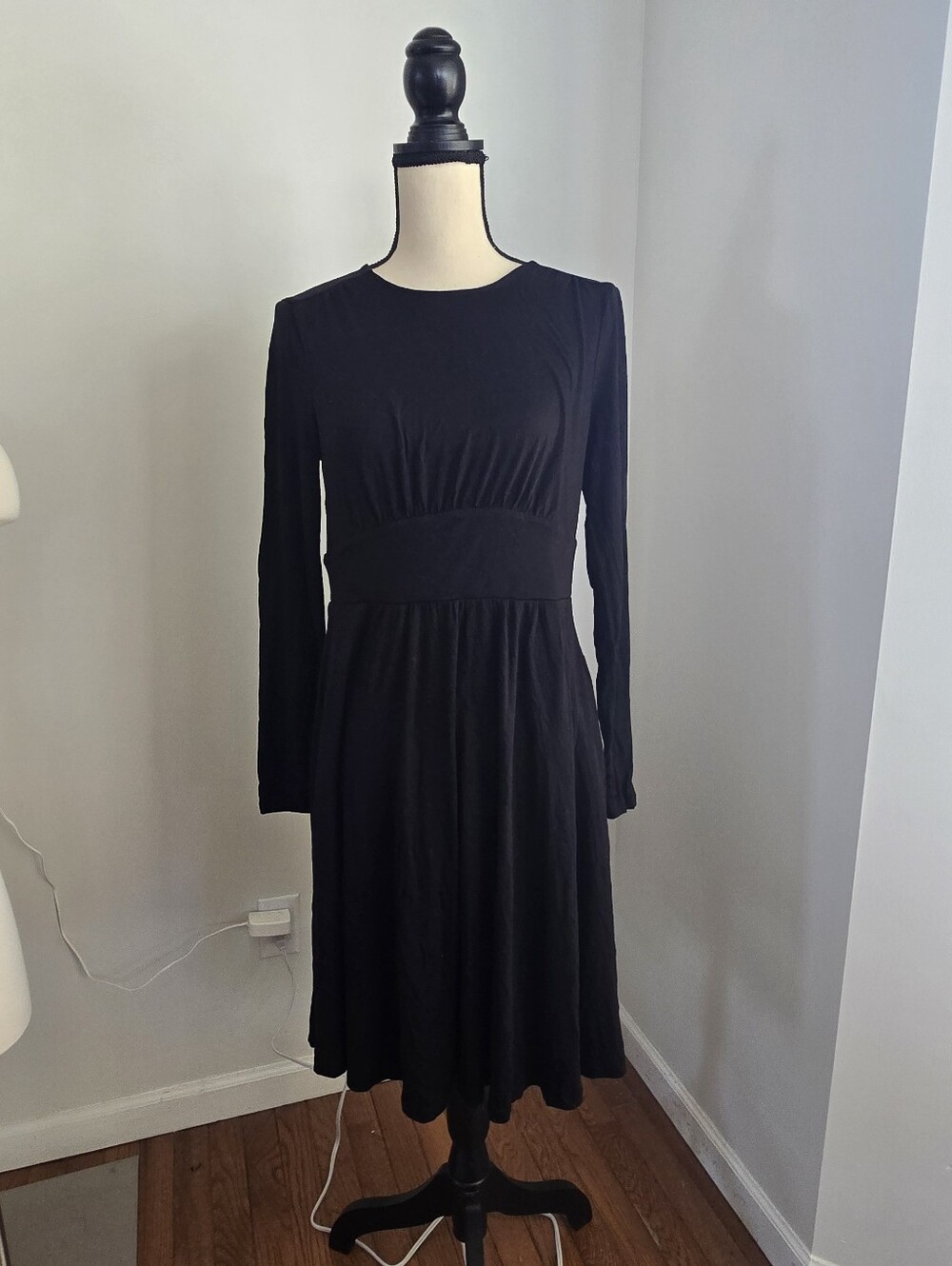Boden Black Long Sleeve Knit Viscose Dress 8